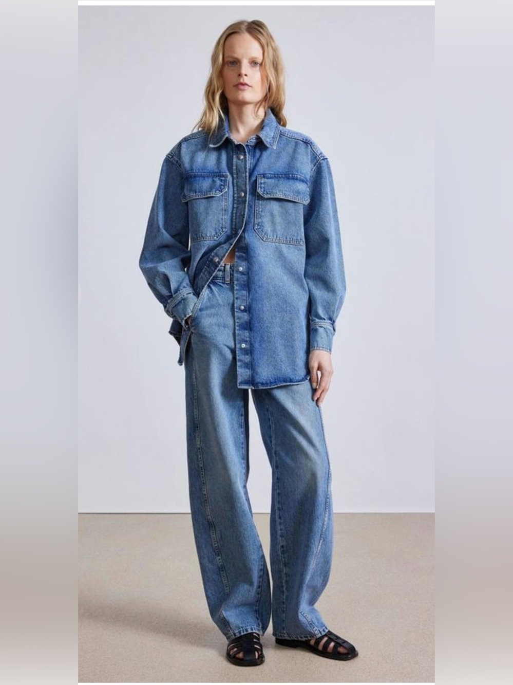 Apiece Apart Pia Oversized Shacket in the Austin Wash, size Medium. - Picture 2 of 8